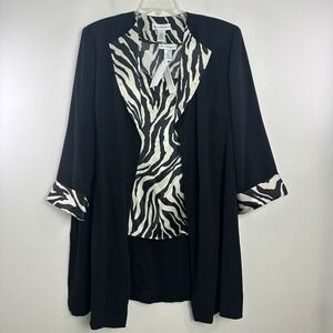 Anna Maxwell Cardigan Blazer and Tank Top Set 22W Long Sleeve Zebra Party Career